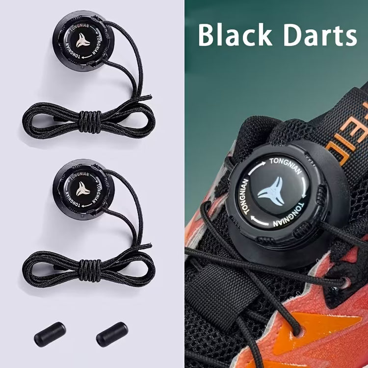 1 Pair Rotating Automatic Buckle No Tie Laces, Lock Shoe Lace Tieless No Tie Shoelaces, Knob Style Shoelace One Size Fit All, Required Unisex Various Styles Available